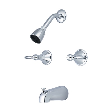 Central Brass Two Handle Tub and Shower Set, Polished Chrome, Wall 80897-L3